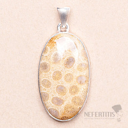 Coral fossil Indonesian pendant silver Ag 925 P427