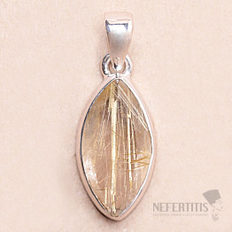 Sagenite crystal with rutile faceted pendant silver Ag 925 P534