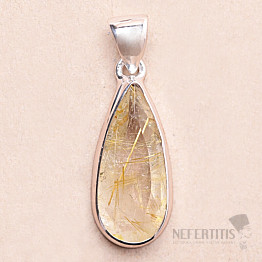 Sagenite crystal with rutile faceted pendant silver Ag 925 P537