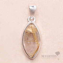 Sagenite crystal with rutile faceted pendant silver Ag 925 P548