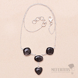 Obsidian gold necklace silver Ag 925 57826