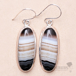 Black agate striped earrings silver Ag 925 E605