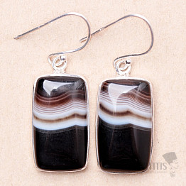 Black agate striped earrings silver Ag 925 E624