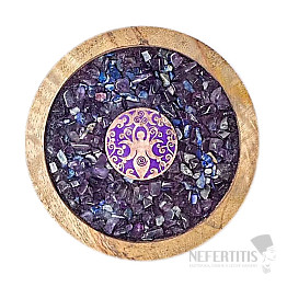 Amethyst and lapis lazuli coaster mango wood - decoration