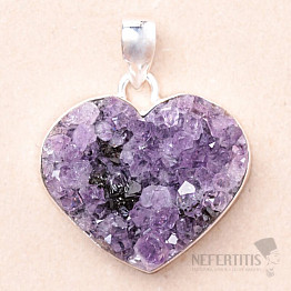 Amethyst druse heart pendant silver Ag 925 P631