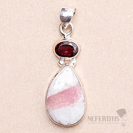 Tourmaline rubellite in crystal pendant silver Ag 925 64332