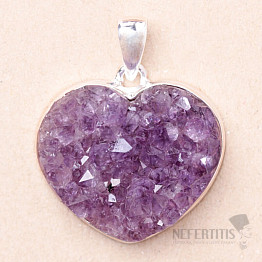 Amethyst druse heart pendant silver Ag 925 P655