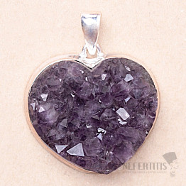 Amethyst druse heart pendant silver Ag 925 P677