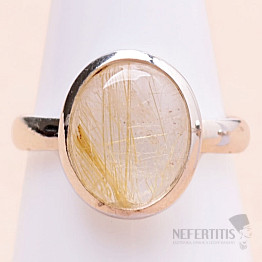 Sagenite crystal with rutile ring silver Ag 925 71604