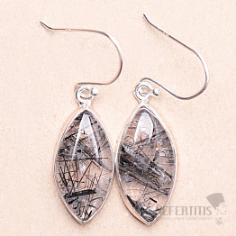 Tourmaline in crystal earrings silver Ag 925 E738