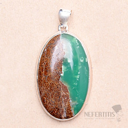 Chrysopras boulder pendant silver Ag 925 P739