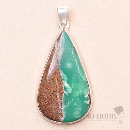 Chrysopras boulder pendant silver Ag 925 P742