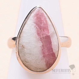 Tourmaline rubellite in crystal ring silver Ag 925 74325