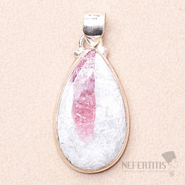 Tourmaline rubellite in crystal pendant silver Ag 925 74417