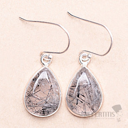 Tourmaline in crystal earrings silver Ag 925 E749