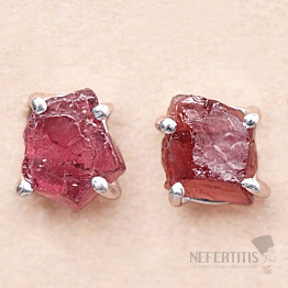 Garnet raw earrings silver Ag 925 E77