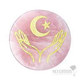 Rose quartz coaster Hands, moon and star - decoration