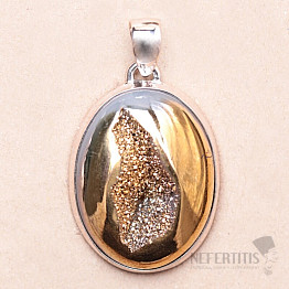 Agate druzy golden aura pendant silver Ag 925 P201