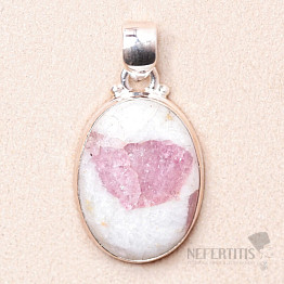 Tourmaline rubellite in crystal pendant silver Ag 925 81645