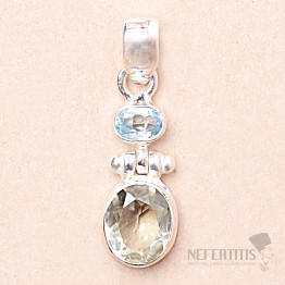 Green amethyst - prasiolite pendant silver Ag 925 81694