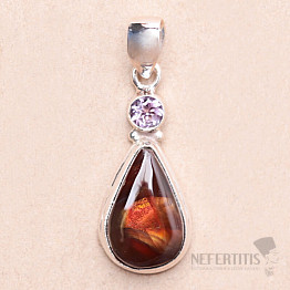 Mexican agate fire pendant silver Ag 925 84382