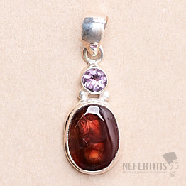 Mexican agate fire pendant silver Ag 925 84391