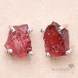 Garnet raw earrings silver Ag 925 E88