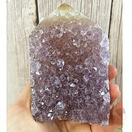 Amethyst with agate spike - obelisk KO5