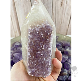 Amethyst mit Achatspitze - Obelisk KO7