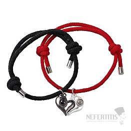 Bracelets for couples Black and Red Heart magnet variant B