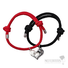 Bracelets for couples Black and Red Heart magnet variant C