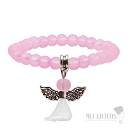 Children's pink satin bracelet with an angel