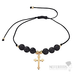 Lava stone Cross bracelet