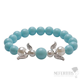 Children's bracelet Two angels turquoise color