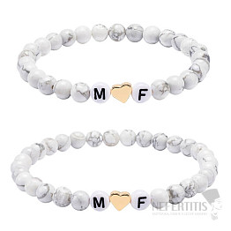 Female and Male White Howlite Couples Bracelets