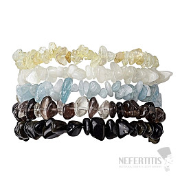 A set of five bracelets - aquamarine, moonstone, citrine, aquamarine, Smoky quartz and obsidian