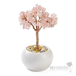 Rose quartz tree in white - home and office decoration