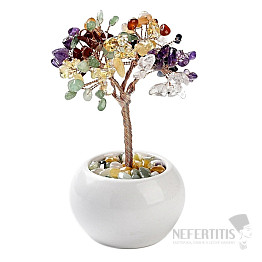 A tree made of a mix of semi-precious stones in white - home and office decoration