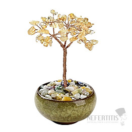 Tree made of yellow quartz in green - home and office decoration