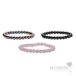 Gift set of hematite bracelets with rose quartz