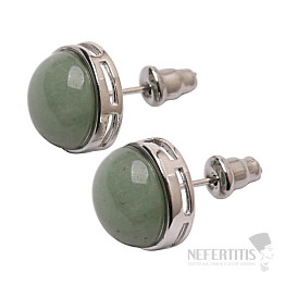 Aventurine green brass round earrings