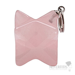 Rose quartz pendant Merkaba star