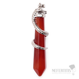 Carnelian crystal pendant with snake