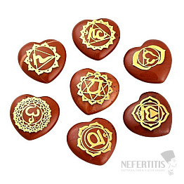 Red heart jasper with chakra symbols