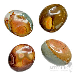 Polychrome tumbled oval jasper