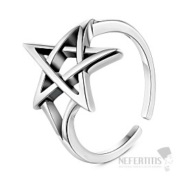 Prsteň pre čarodejnicu nastaviteľný PENTAGRAM Ag 925