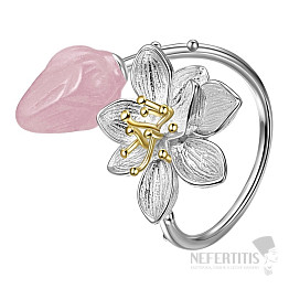 Ring for a witch Flower with rose quartz Ag 925