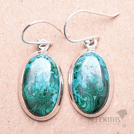 Malachite in chrysocol earrings silver Ag 925 E641