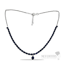 Silver necklace with cut sapphires Ag 925 015177 SAF