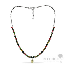 Silver necklace with cut multicolored tourmalines Ag 925 015177 MT